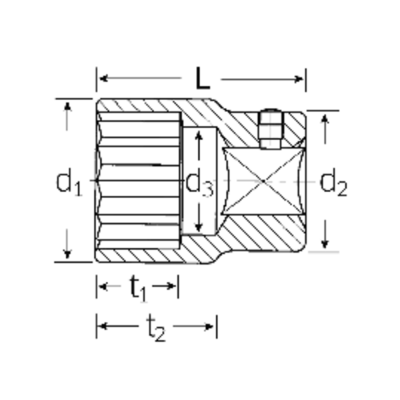 3/4" Dvylikakampė galvutė STAHLWILLE Nr.55A 7/8"