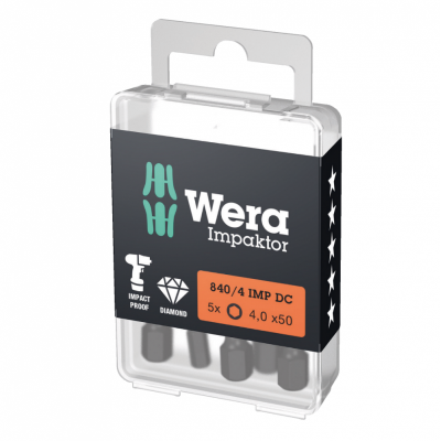 Skrūvgrieža uzgaļi WERA 840/4 IMP DC SW4x50, 5gab.