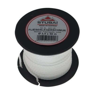 Būvniecības aukla STUBAI Tile Line 2,5 mm x 50 m, balta