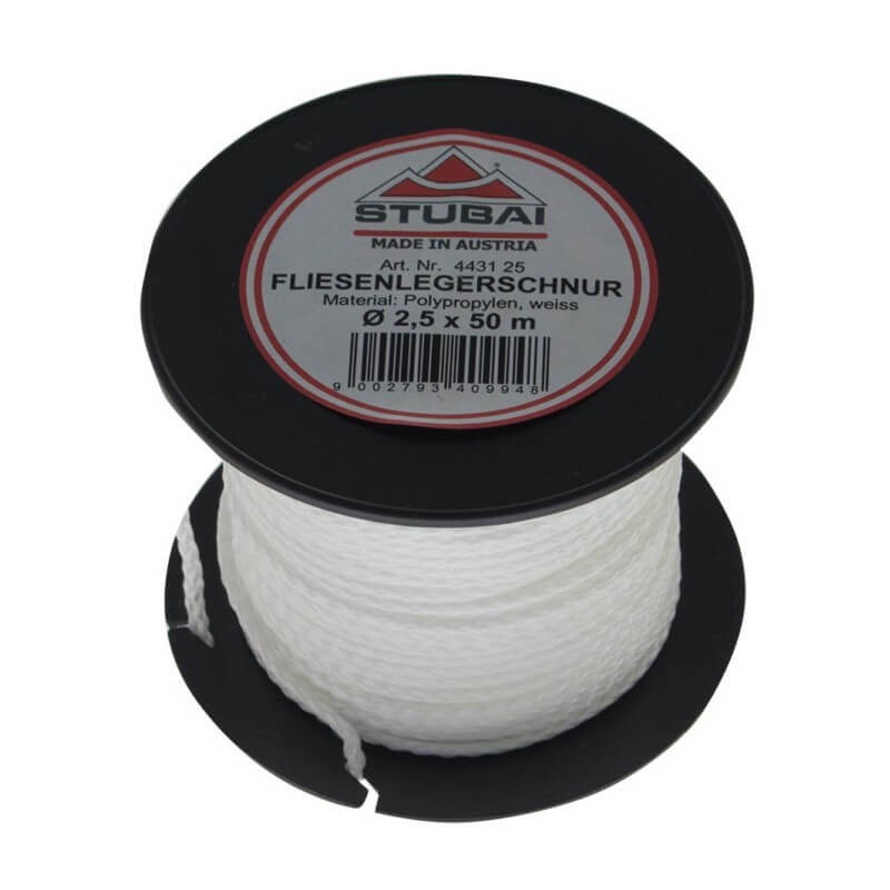 Būvniecības aukla STUBAI Tile Line 2,5 mm x 50 m, balta