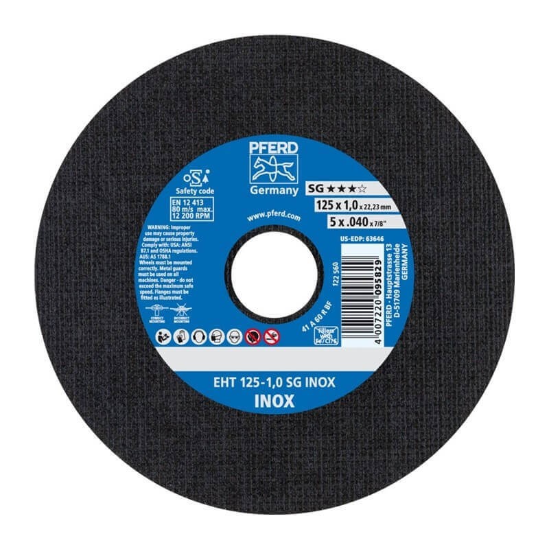 Nerūsējošā tērauda griešanas disks PFERD EHT125-1,0mm SG INOX