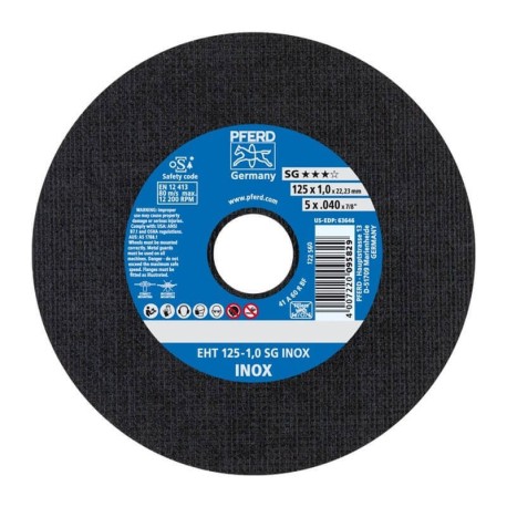 Nerūsējošā tērauda griešanas disks PFERD EHT125-1,0mm SG INOX