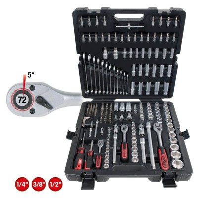 Atslēgu, tirkšķatslēgu un muciņu komplekts KS TOOLS 1/4" 3/8" 1/2", 216 daļu