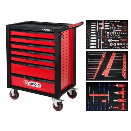 215 daļu instrumentu ratiņi KS TOOLS RACINGline, 7 atvilktnes