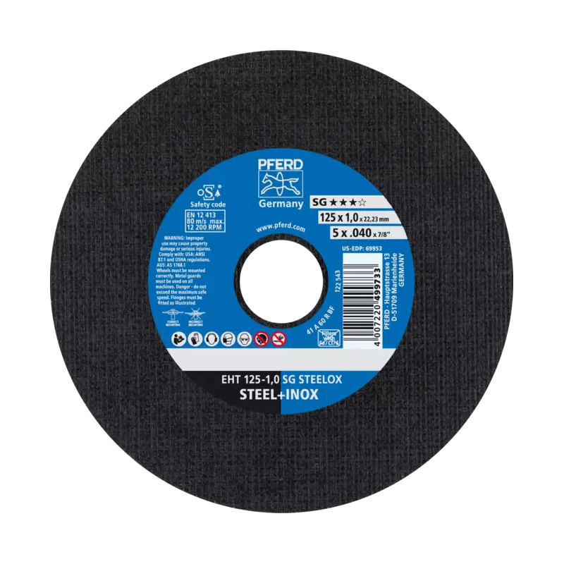 Tērauda, nerūsējošā tērauda griešanas disks PFERD EHT 125x1,0mm A60 R SG-INOX