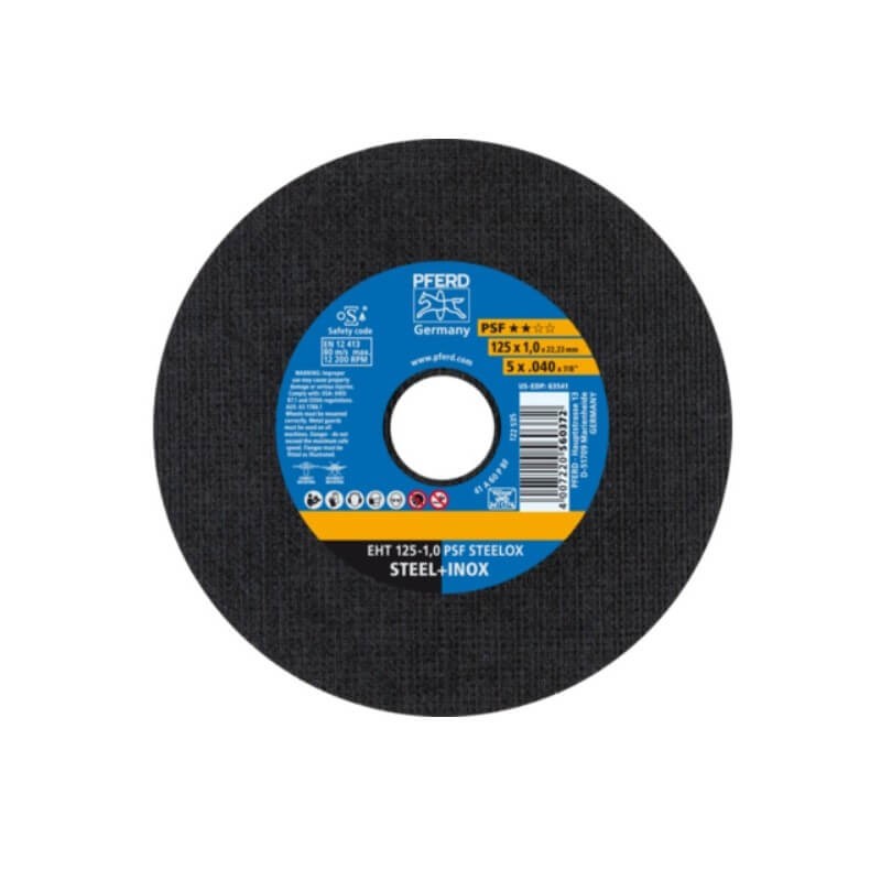 Nerūsējošā tērauda griešanas disks PFERD EHT 125x1,0mm A60 P PSF-INOX