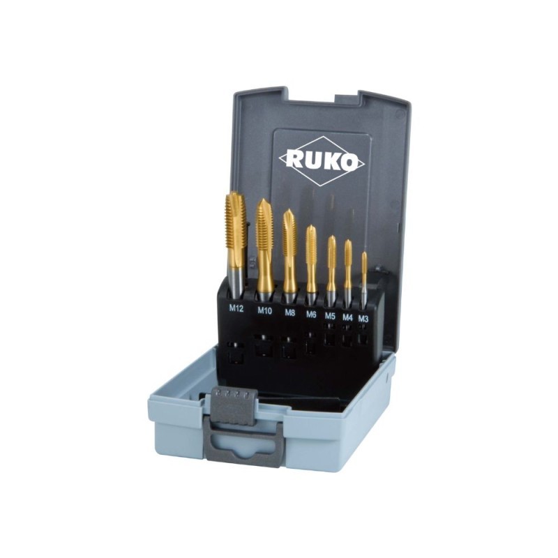 7 daļu mašīnvītņu komplekts RUKO HSS-TiN M3-M12