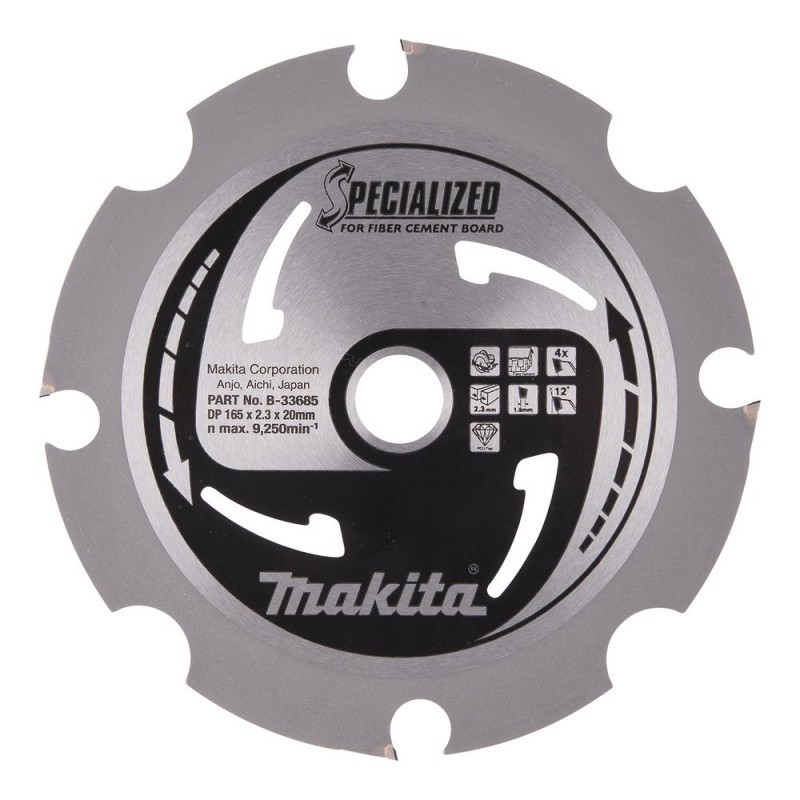 Griešanas disks cementa šķiedru materiāliem MAKITA 165x2,3x20mm 4T 12 