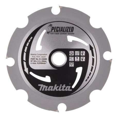 Griešanas disks cementa šķiedru materiāliem MAKITA 165x2,3x20mm 4T 12 