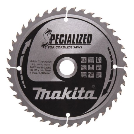 Griešanas disks kokam MAKITA 165x1,6x20 40T 18 