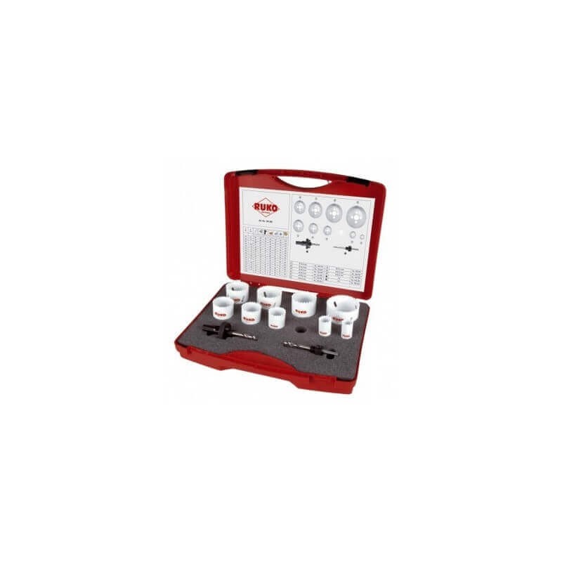 9 bimetāla kobalta urbšanas kroņu 19–64 mm komplekts RUKO HSS Co 8