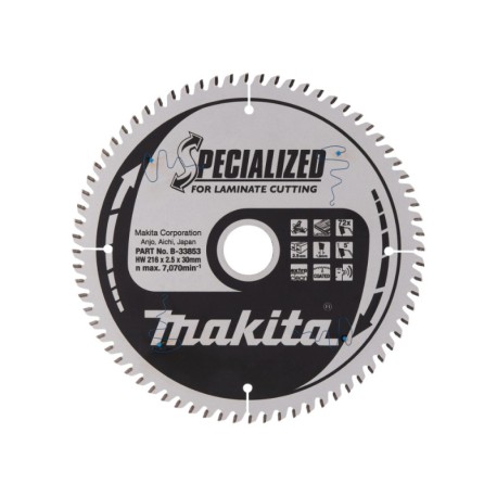 Pjovimo diskas laminatui MAKITA 216x30x2,5mm 72T 5 