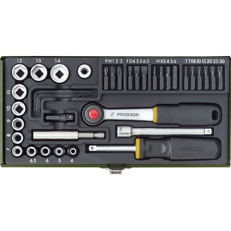 Muciņu komplekts 1/4" 39 daļu PROXXON