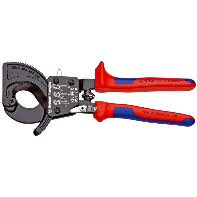 Kabeļu knaibles ar spēka mehānismu 250mm KNIPEX 9531