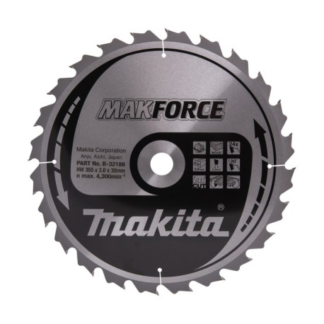 Medžio pjovimo diskas MAKITA 5143R 355x30x3mm 24T 20 