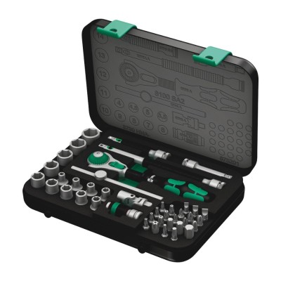42 daļu tirkšķatslēgas komplekts ar muciņām  WERA 8100 SA 2 Zyklop Speed 1/4″