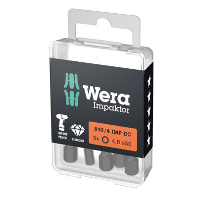 Skrūvgrieža uzgaļi WERA 840/4 IMP DC SW4 50mm, 5gab.