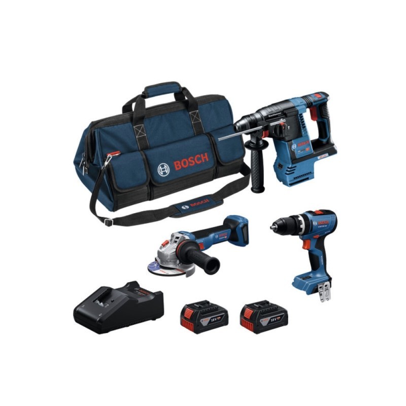 Akumuliatorinių įrankių rinkinys BOSCH 18V GBH GSB GWS